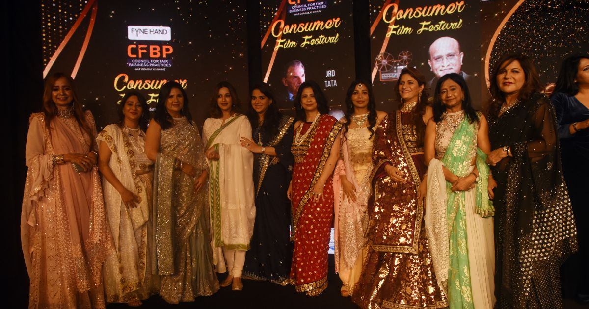 Manju Yagnik walks the ramp along  with 55 women leaders to support  Cancer Patients at a fashion show organized by Shaina NC